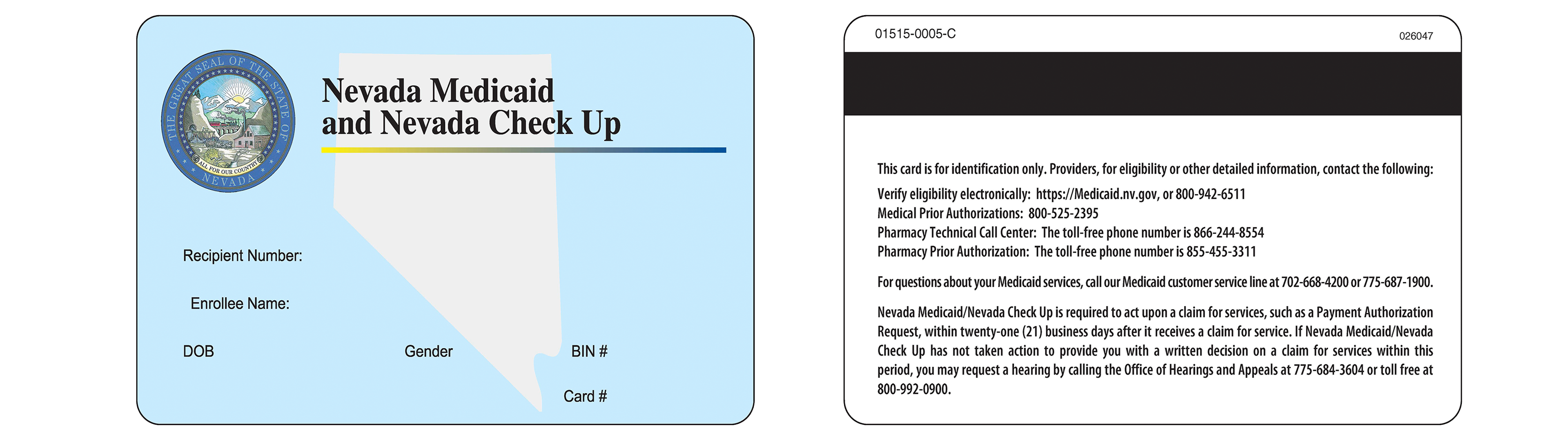Ejemplo de la tarjeta de identificación estatal de Medicaid